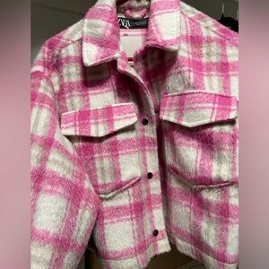 Zara Pink and Cream Plaid Jacket!